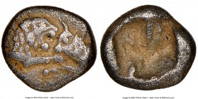 LYDIAN KINGDOM. Croesus (561-546 BC). AR 1/24 stater (7mm). NGC VF. Sardes. Confronted foreparts of lion right and bull left, both with outstretched f...