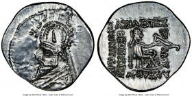 PARTHIAN KINGDOM. Sinatruces (ca. 93-69 BC). AR drachm (20mm, 12h). NGC Choice AU, brushed. Rhagae. Diademed bust of Sinatruces left, wearing tiara or...