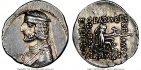 PARTHIAN KINGDOM. Arsaces XVI (ca. 78-62/1 BC). AR drachm (19mm, 11h). NGC XF, scuff. Diademed and draped bust of Arsaces left / ΒΑΣΙΛΕΩΣ ΜΕΓΑΛΟY ΑΡΣΑ...
