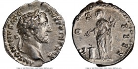 Antoninus Pius (AD 138-161). AR denarius (18mm, 11h). NGC Choice AU. Rome, AD 155-156. ANTONINVS AVG PIVS P P TR P XIX, laureate head of Antoninus Piu...
