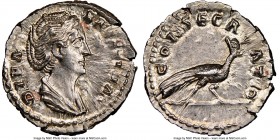 Diva Faustina Senior (AD 138-140/1). AR denarius (18mm, 3.30 gm, 5h). NGC MS 5/5 - 4/5. Rome, AD 146-161. DIVA-FAVSTINA, draped bust of Diva Faustina ...