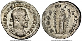 Maximinus I (AD 235-238). AR denarius (19mm, 12h). NGC AU. Rome, ca. March AD 235-January AD 236. IMP MAXIMINVS PIVS AVG, laureate, draped, cuirassed ...