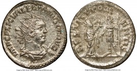 Valerian I (AD 253-260). BI antoninianus (20mm, 1h). NGC MS. Antioch. IMP C P LIC VALERIANVS P F AVG, radiate, draped and cuirassed bust of Valerian r...