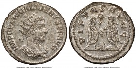 Gallienus (AD 253-268). BI antoninianus (21mm, 4.51 g, 1h). NGC MS 5/5 - 4/5, Silvering. Antioch. IMP C P LIC GALLIENVS P F AVG, radiate, draped bust ...