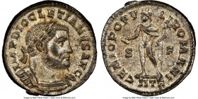 Diocletian (AD 284-305). BI follis or nummus (27mm, 8.98 gm, 6h). NGC MS 5/5 - 4/5, Silvering. Trier, 2nd officina, AD 302-303. IMP DIOCLETIANVS AVG, ...