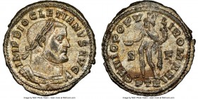 Diocletian (AD 284-305). BI follis or nummus (28mm, 10.95 gm, 6h). NGC MS 5/5 - 4/5, Silvering. Trier, 1st officina, AD 303-305. IMP DIOCLETIANVS AVG,...