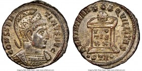 Constantine I the Great (AD 307-337). AE3 or BI nummus (18mm, 3.46 gm, 6h). NGC MS 5/5 - 4/5, Silvering. Trier, 2nd officina, AD 323. CONSTA-NTINVS AV...