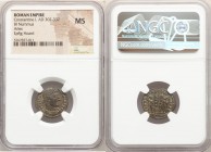 Constantine I the Great (AD 307-337). BI follis or nummus (18mm, 12h). NGC MS. Arles, 1st officina, AD 332-333. CONSTAN-TIVS MAX AVG, rosette diademed...