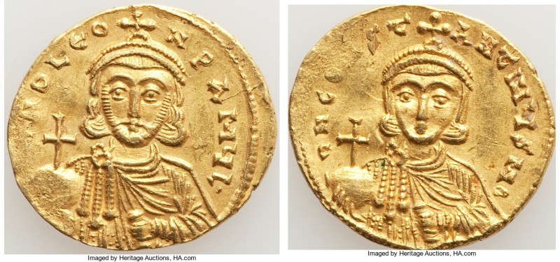 Leo III the Isaurian (AD 717-741), with Constantine V. AV solidus (21mm, 4.44 gm...