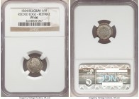 Leopold I Proof Restrike 1/4 Franc 1834 PR66 NGC, KM8. Reeded edge. An exquisite, as struck gem possessing bright mirrored fields, visible die polish,...