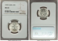 Republic 20 Centavos 1949 MS65 NGC, KM13.2. Untoned and brilliant. 

HID09801242017

© 2020 Heritage Auctions | All Rights Reserved