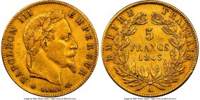 Napoleon III gold 5 Francs 1863-A AU55 NGC, Paris mint, KM803.1.

HID09801242017

© 2020 Heritage Auctions | All Rights Reserved