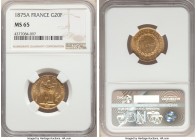 Republic gold 20 Francs 1875-A MS65 NGC, Paris mint, KM825. AGW 0.1867 oz. 

HID09801242017

© 2020 Heritage Auctions | All Rights Reserved