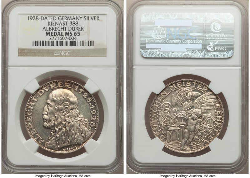 Weimar Republic silver "Albrecht Dürer" Medal 1928 MS65 NGC, Kienast-388. 36mm. ...