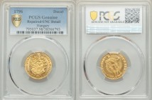Franz II gold Ducat 1796 UNC Details (Repaired) PCGS, Kremnitz mint, KM410. Fully struck to an exacting standard, the noted repair work appearing extr...