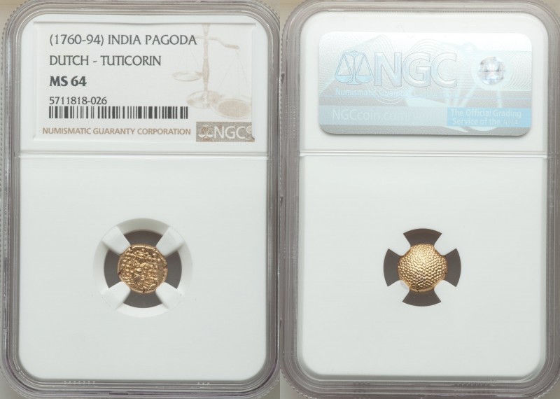 Dutch India gold Pagoda ND (1760-1794) MS64 NGC, Tuticorin mint, KM49. 

HID09...