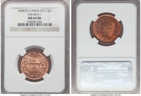 British India. East India Company 5-Piece Lot of Certified 1/4 Annas 1858-(w) NGC, 1) 1/4 Anna - MS64 Red and Brown 2) 1/4 Anna - MS64 Red and Brown 3...