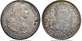 Charles IV 8 Reales 1794 Mo-FM AU50 NGC, Mexico City mint, KM109. 

HID09801242017

© 2020 Heritage Auctions | All Rights Reserved