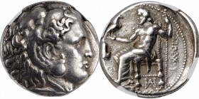 THRACE. Kingdom of Thrace. Lysimachos, 323-281 B.C. AR Tetradrachm (17.00 gms), Sardes Mint, ca. 299/8-297/6 B.C. NGC Ch VF, Strike: 4/5 Surface: 4/5....