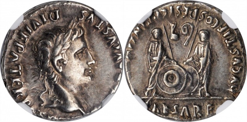 AUGUSTUS, 27 B.C.- A.D. 14. AR Denarius (3.87 gms), Lugdunum Mint, 2 B.C.- A.D. ...