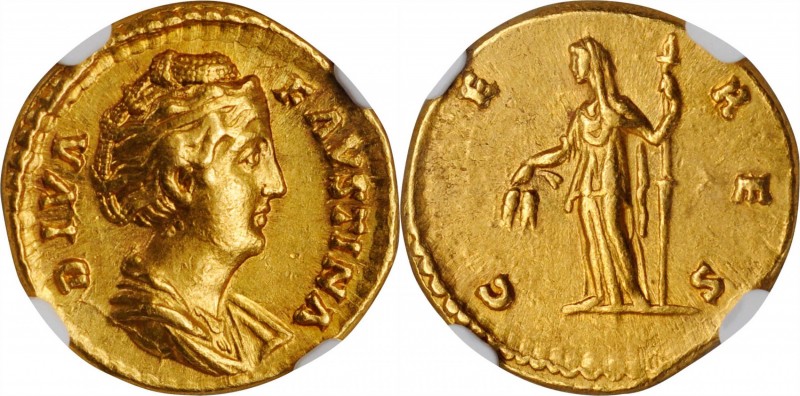DIVA FAUSTINA SENIOR (WIFE OF ANTONINUS PIUS, DIED A.D. 140/1). AV Aureus (6.77 ...
