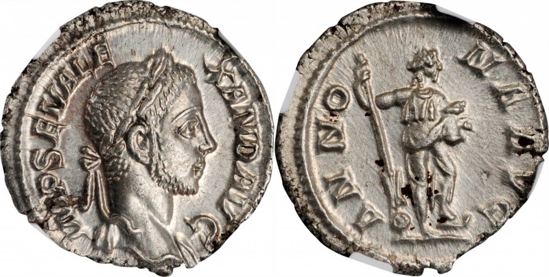 SEVERUS ALEXANDER, A.D. 222-235. AR Denarius, Rome Mint, A.D. 229. NGC MS.
RIC-...
