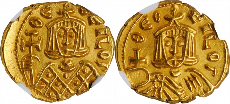 THEOPHILUS, 829-842. AV Solidus (3.83 gms), Syracuse Mint, 831-842. NGC Ch AU, S...