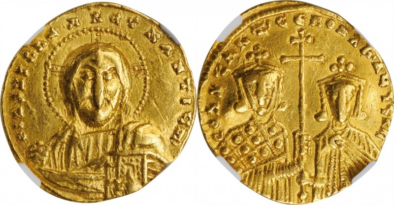 CONSTANTINE VII, with ROMANUS II, 913-959. AV Solidus (4.41 gms), Constantinople...
