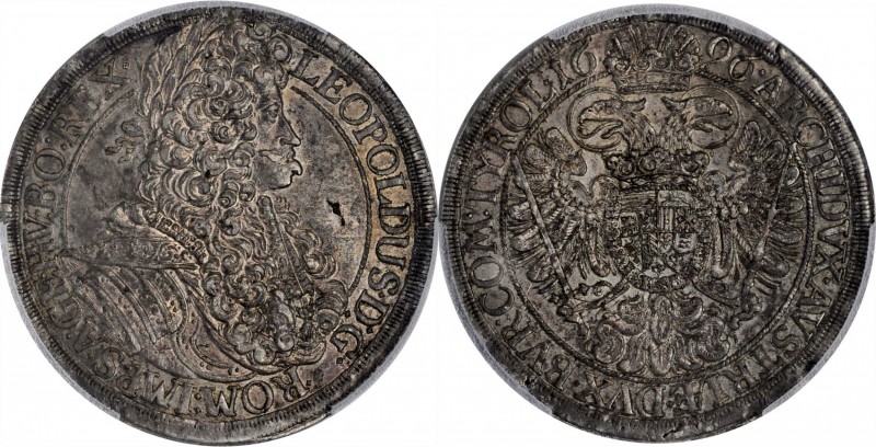 AUSTRIA. Taler, 1696. Vienna Mint. Leopold I. PCGS AU-55 Gold Shield.
Dav-3230;...