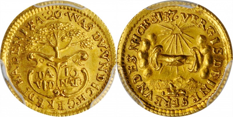 AUSTRIA. Gold Medallic 1/4 Ducat, ND (ca. 1740). Charles VI. PCGS MS-65 Gold Shi...