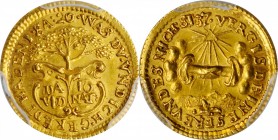 AUSTRIA. Gold Medallic 1/4 Ducat, ND (ca. 1740). Charles VI. PCGS MS-65 Gold Shield.
0.88 gms. GPH-4357; Huszar-181a; Katz-33. A RARE piece in this G...
