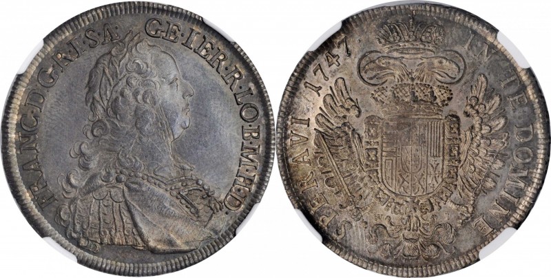 AUSTRIA. 1/2 Taler, 1747-WI. Vienna Mint. Franz I. NGC MS-63.
KM-2035. A deeply...
