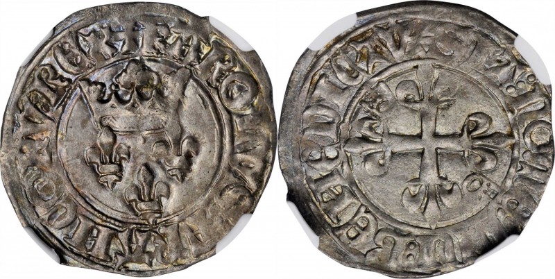 FRANCE. Gros Florette, ND (1417-22). Charles VI. NGC MS-63.
3.09 gms. Dup-387a;...