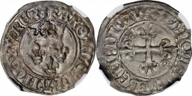 FRANCE. Gros Florette, ND (1417-22). Charles VI. NGC MS-63.
3.09 gms. Dup-387a; Ciani-526. Obverse: Three crowned lis; Reverse: Cross fleuree, with c...