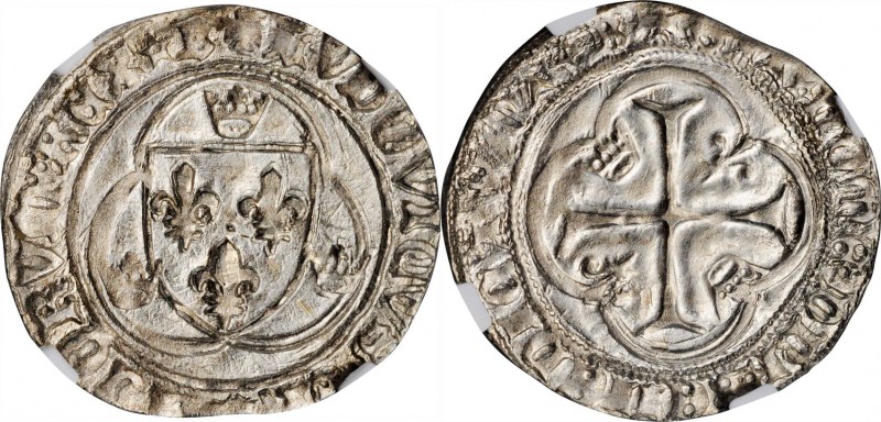 FRANCE. Blanc a la Couronne, ND (1461-83). Bourges Mint. Louis XI. NGC MS-62.
3...