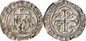 FRANCE. Blanc a la Couronne, ND (1461-83). Bourges Mint. Louis XI. NGC MS-62.
3.48 gms. Dup-550; Ciani-755. Obverse: Coat-of-arms surrounded by three...