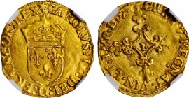FRANCE. Ecu d'Or au Soleil, 1567-I. Limoges Mint. Charles IX. NGC MS-63.
3.33 gms. Fr-378; Dupl-1057. Incredible quality for the type that is RARELY ...