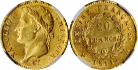 FRANCE. 20 Francs, 1811-A. Paris Mint. Napoleon I. NGC MS-61.
Fr-511; KM-687.6; Gad-1025. Quite brilliant and radiant, this lustrous piece features s...