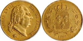 FRANCE. 40 Francs, 1818-W. Lille Mint. Louis XVIII. PCGS AU-58 Gold Shield.
Fr-542; KM-713; Gad-1092. Just featuring a hint of light wear, this origi...