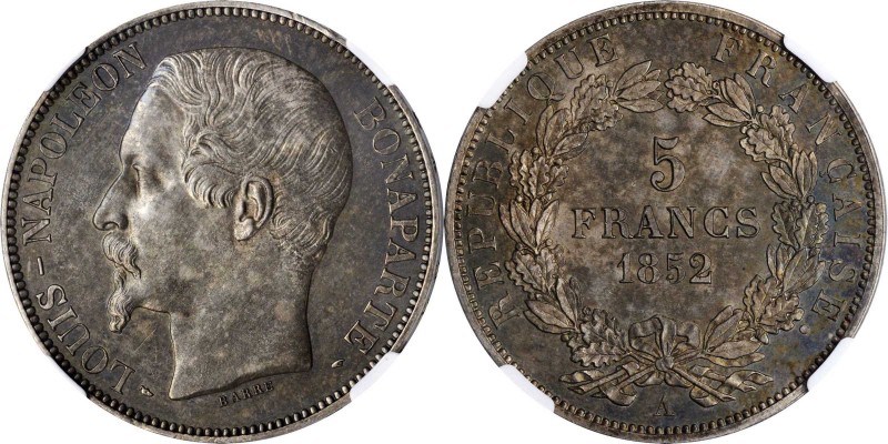 FRANCE. 5 Francs, 1852-A. Paris Mint. Napoleon III (as Louis-Napoleon). NGC PROO...