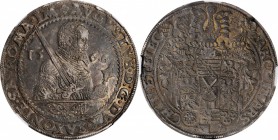 GERMANY. Saxony. Taler, 1566-HB. Dresden Mint. August. NGC AU-55.
Dav-9795; KM-MB-182. Deeply toned and rather well struck for the type, this piece e...