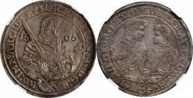 GERMANY. Saxony. Taler, 1606-HR. Dresden Mint. Christian II, Johann Georg I & August. NGC MS-62.
Dav-7566; KM-24. Incredible quality for the type, th...
