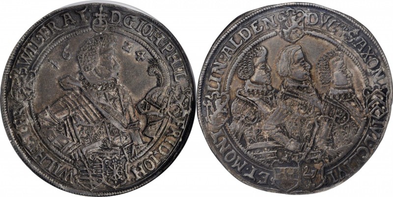 GERMANY. Saxe-Altenburg. Taler, 1624-WA. Saalfeld Mint. August II. NGC AU-53.
K...