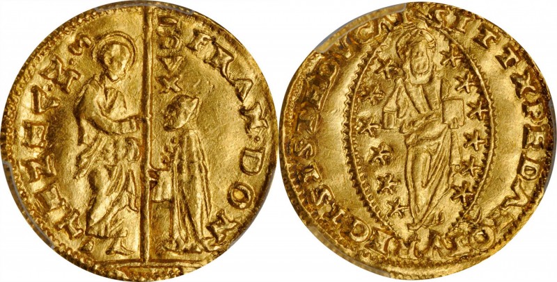 ITALY. Venice. Zecchino, ND (1545-53). Francesco Dona. PCGS MS-62 Gold Shield.
...