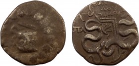 Greek, Phrygia, Magistrate Attalos c. 88-85 BC, AR Cistophoric Tetradrachm, Apameia
11.89 g, 24 mm, gF, toned

Obverse: Cista mystica with serpent eme...