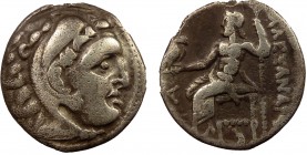 Greek, Kings of Macedon, Alexander III the Great 336-232 BC, AR Drachm, uncertain mint
4.34 g, 19 mm, aVF

Obverse: Head of Herakles right, wearing li...