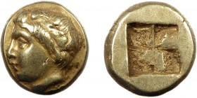 Greek, Ionia, c. 387-326 BC, EL Hekte, Phocaea 
2.55 g, 11 mm, VF

Obverse: Laureate head of Demeter left
Reverse: Irregular quadripartite incuse squa...