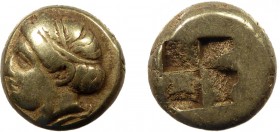 Greek, Ionia, c. 400-387 BC, EL Hekte, Phocaea 
2.54 g, 10 mm, VF

Obverse: Head of goddess or young woman left, her hair bound with a sphendone
Rever...