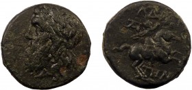 Greek, Mysia, c. 2nd Century BC, AE, Adramytion 
5.16 g, 17 mm, aVF

Obverse: Laureate head of Zeus left
Reverse: AΔPAMY THNΩN, warrior on horse reari...