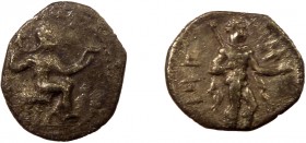 Greek, Cilicia, Pharnabazos. Persian military commander c. 380-374/3 BC, AR Obol, Tarsos
0.67 g, 11 mm, F

Obverse: Baaltars seated right, holding eag...
